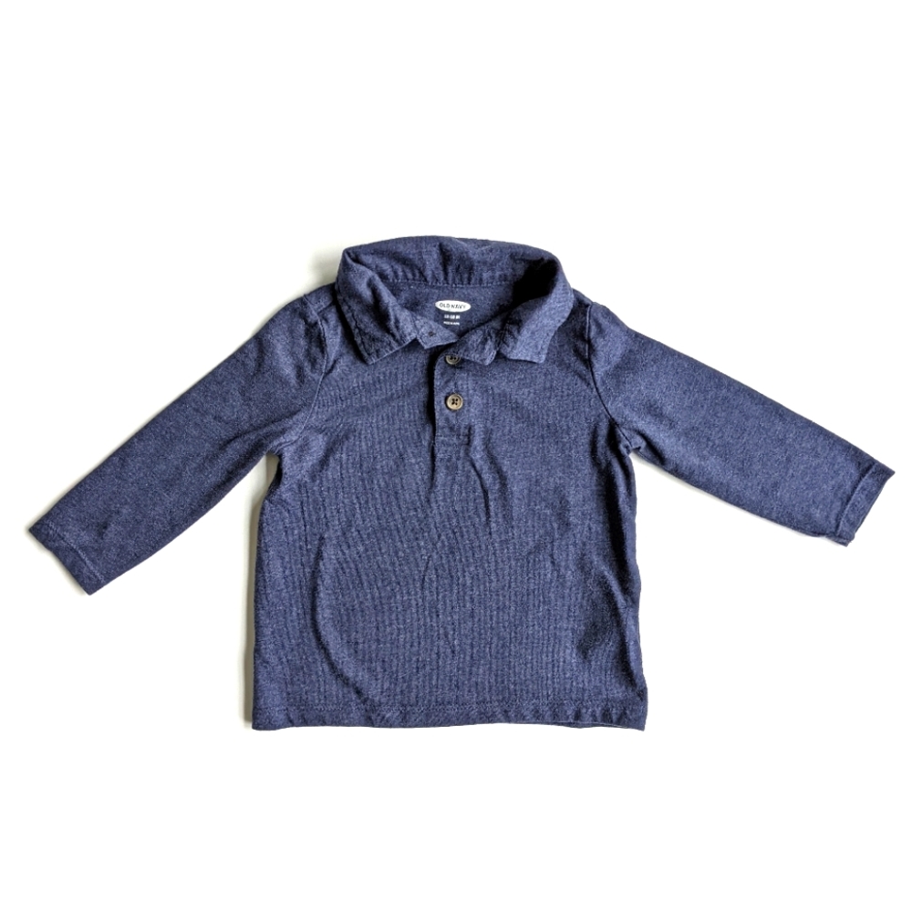 Old Navy Long Sleeve Navy Blue Polo Shirt
